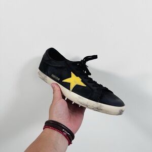 Golden Goose GGDB Superstar Nabuk Sneaker - Black/Yellow Star